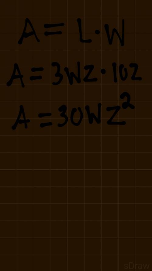 Express the area of a rectangle with length 3wz, and width 10z, as a monomial.