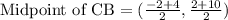 \text{Midpoint of CB}=(\frac{-2+4}{2},\frac{2+10}{2})
