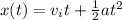 x(t)=v_i t + \frac{1}{2}at^2