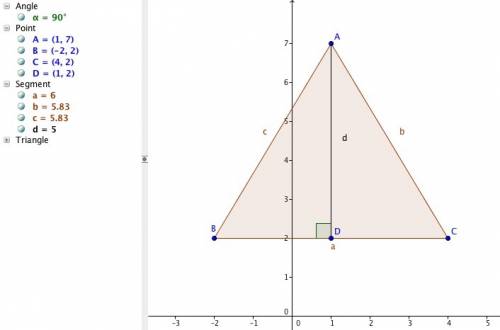 ∆abc has the points a(1, 7), b(-2, 2), and c(4, 2) as its vertices. the measure of the longest side