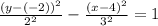 \frac{\left(y-\left(-2\right)\right)^2}{2^2}-\frac{\left(x-4\right)^2}{3^2}=1