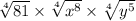 \sqrt[4]{81}  \times  \sqrt[4]{ {x}^{8} }  \times  \sqrt[4]{ {y}^{5} }