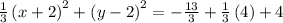 \frac{1}{3}\left(x+2\right)^2+\left(y-2\right)^2=-\frac{13}{3}+\frac{1}{3}\left(4\right)+4