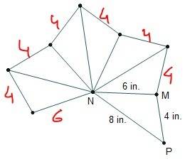 The figure was created by repeatedly reflecting triangle nmp. what is the perimeter of the figure?