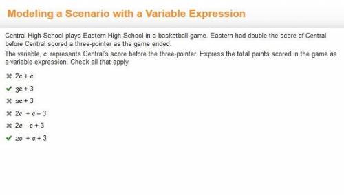 Central high school plays eastern high school in a basketball game. eastern had double the score of