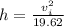 h= \frac{v_i^2}{19.62}