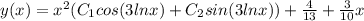 y(x)=x^2(C_1cos (3lnx)+C_2sin(3lnx))+\frac{4}{13}+\frac{3}{10}x