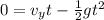 0 = v_y t - \frac{1}{2}gt^2