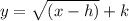 y=\sqrt{(x-h)}+k