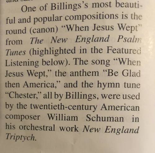William billings's when jesus wept features a single melody sung at different times by four voice