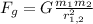 F_{g}=G\frac{m_{1}m_{2}}{r_{1,2} ^{2} }