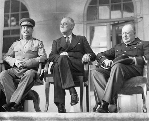 This picture shows the leaders of the big three meeting in tehran, iran, in 1943 in this picture, fr
