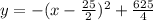 y= -(x-\frac{25}{2} )^{2} +\frac{625}{4}