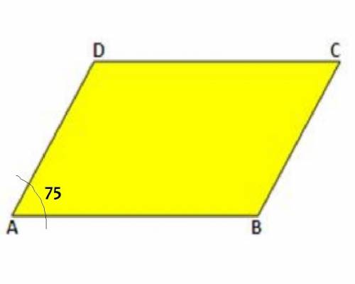 In this parallelogram m angle bad =75 so m angle bcd