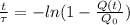 \frac{t}{\tau} = -ln(1- \frac{Q(t)}{Q_0})