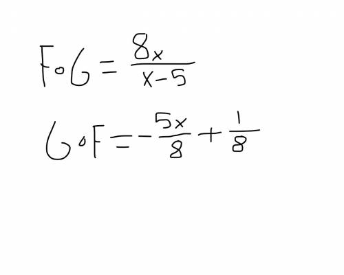 (fog)(x) and (gof)(x) f(x)= 8/1-5x g(x)= 1/x then find the domain for each