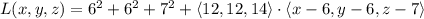 L(x,y,z)=6^2+6^2+7^2+\langle12,12,14\rangle\cdot\langle x-6,y-6,z-7\rangle