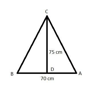 The base of an isosceles triangle is 70 centimeters long. the altitude from the vertex angle to the