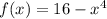 f(x)=16-x^4