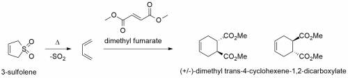 What would be the product if dimethyl fumarate (trans-meo2cch=chco2me) was heated in the presence of