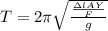 T=2 \pi \sqrt{\frac{\frac{\Delta l AY}{F}}{g}}