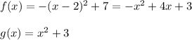 f(x) = -(x-2)^2+7 = -x^2+4x+3 \\  \\ g(x) = x^2 +3