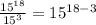 \frac{15^{18}}{15^3}=15^{18-3}