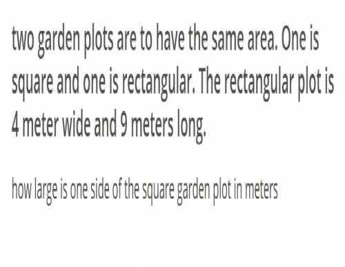 How large is one side of the square garden plot in meters