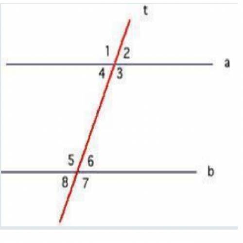 1. in the diagram below , lines a and b are paraller and cut by traversal, t of angle 3 is 120 degre