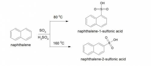 Sulfonation of naphthalene, c10h8, results in two products. one product is kinetically favored and p