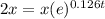 2x=x(e)^{0.126t}