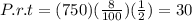 P.r.t = (750)(\frac{8}{100})(\frac{1}{2}) = 30