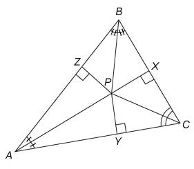 Point p is the incenter of triangle abc, pz = 7 units, and pa = 12 units. the radius of the incircle