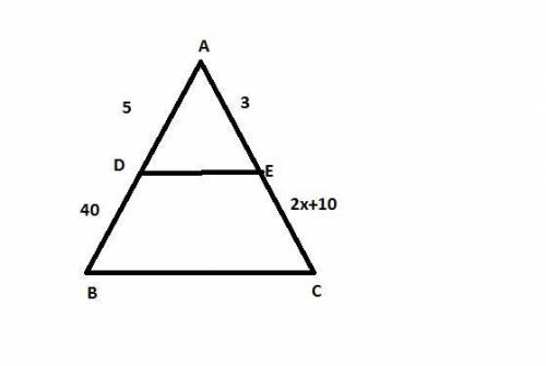 What is the value of x?  enter your answer in the box. x = a triangle with midsegment parallel to th