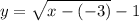 y=\sqrt{x-(-3)}-1