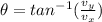 \theta = tan^{-1}(\frac{v_y}{v_x})