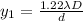 y_1=\frac{1.22\lambda D}{d}