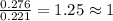 \frac{0.276}{0.221}=1.25\approx 1