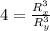 4=\frac{R_{x}^{3}}{R_{y}^{3}}