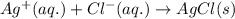 Ag^{+}(aq.)+Cl^{-}(aq.)\rightarrow AgCl(s)