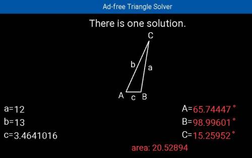 What type of triangle has side lengths 12, 13, and 2√3