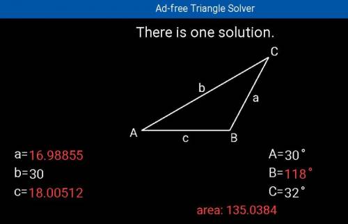 Solve the triangle. round your answers to the nearest tenth.
