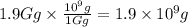 1.9Gg\times \frac{10^9g}{1Gg}=1.9\times 10^9g