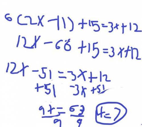 Question 3 (essay worth 10 points) (07.03 mc) an equation is shown below:  6(2x - 11) + 15 = 3x + 12