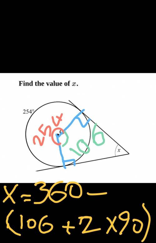 Find the value of x. ( explain how you got your answer ! )