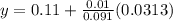 y = 0.11 +\frac{0.01}{0.091} (0.0313)