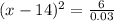 (x - 14)^2 = \frac{6}{0.03}
