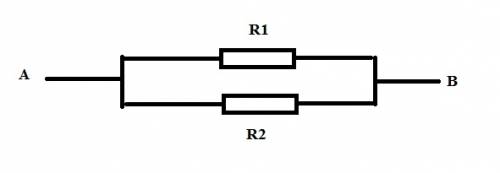 Draw a diagram to show how two resistors r1 and r2 are connected in parallel.
