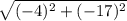 \sqrt{(-4)^2+(-17)^2}