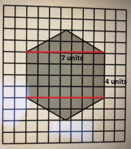 Rebecca placed a transparent grid of square units over the shapes she was measuring below. using her